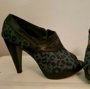 Qupid Jean Leopard Print Heels